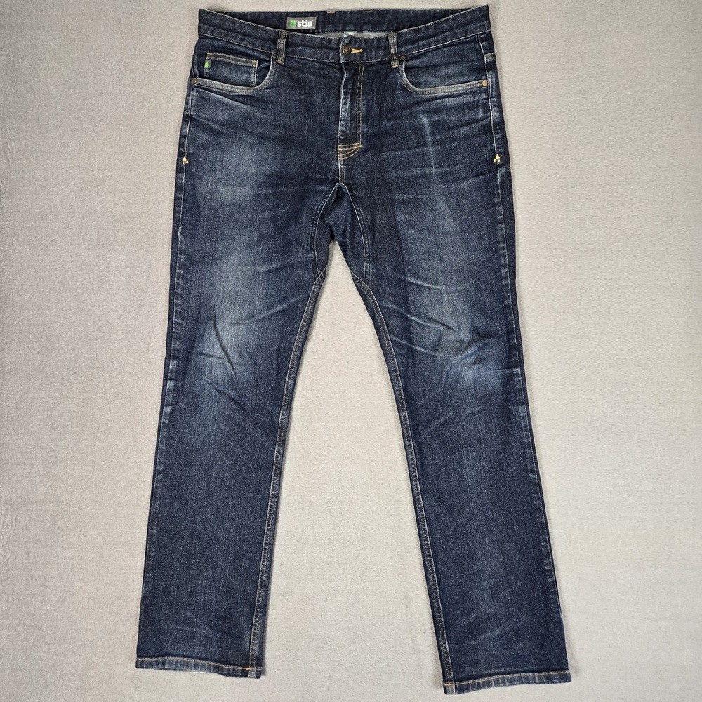 Stio Jeans Mens 35x32 Blue Denim Rivet Straight Organic Cotton Stretch‎ Outdoor